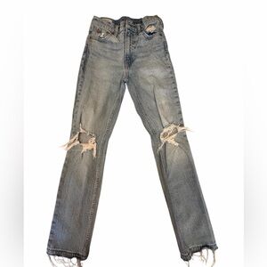 Gap Cheeky Straight High Rise Distressed Blue Jeans